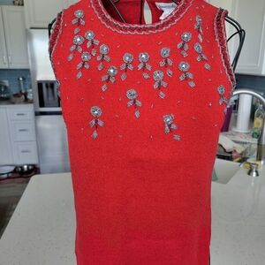 Essentials Red Tank Top with Silver Accents
